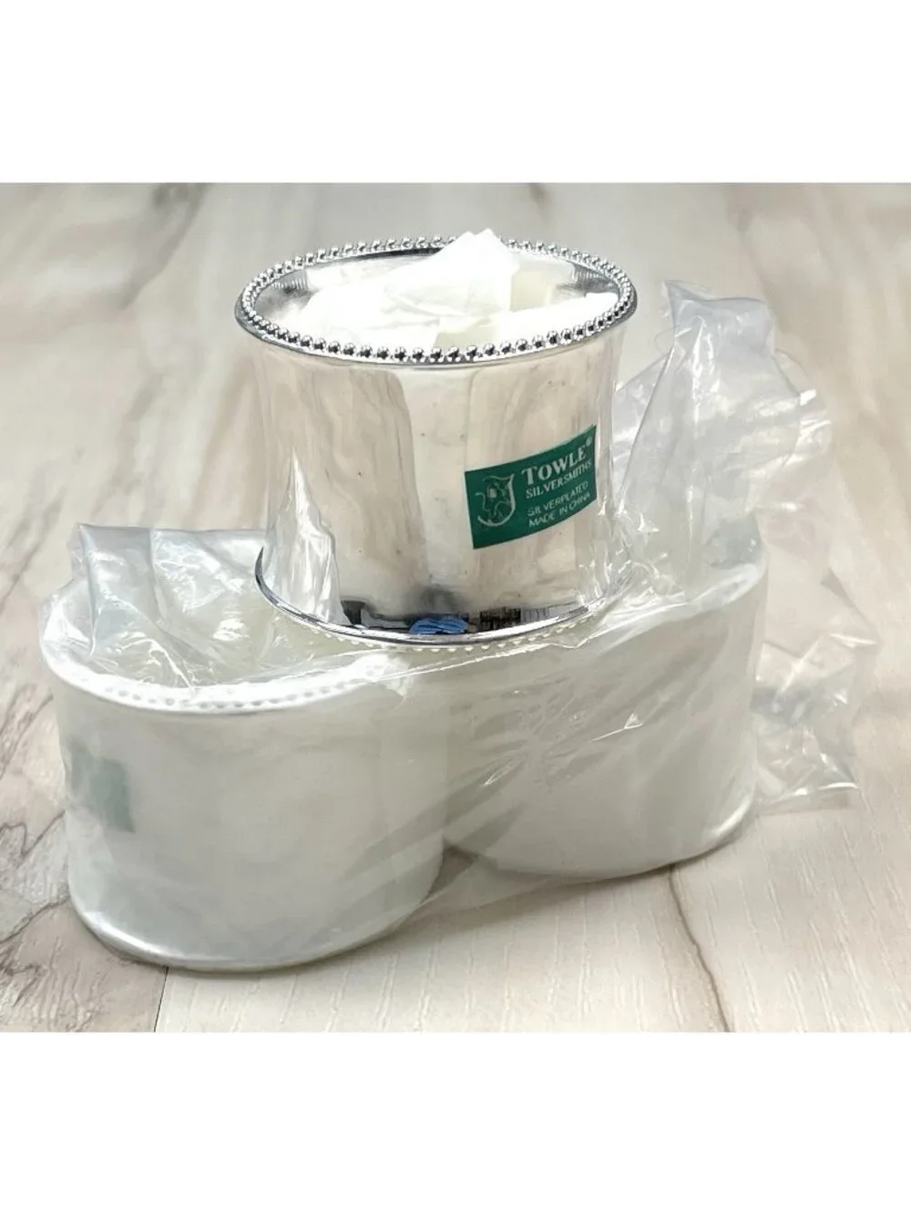 Set 3 TOWLE Silversmiths Silverplated Round Beaded NAPKIN RINGS 1.5